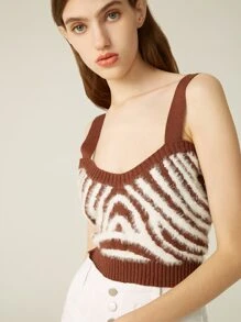 SHEIN Zebra Striped Sweater Vest - Multicolor - View 1