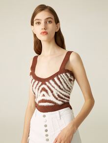 SHEIN Zebra Striped Sweater Vest - Multicolor - View 3