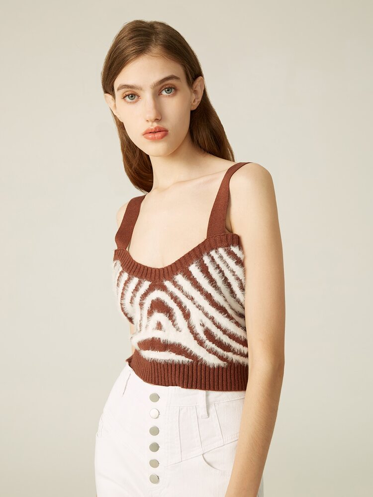 SHEIN 斑馬紋條紋毛衣背心 - 彩色 - 查看 4