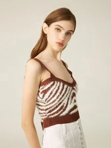 SHEIN Zebra Striped Sweater Vest - Multicolor - View 5