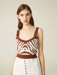 SHEIN Zebra Striped Sweater Vest - Multicolor - View 7