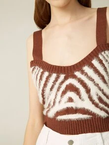 SHEIN Zebra Striped Sweater Vest - Multicolor - View 10