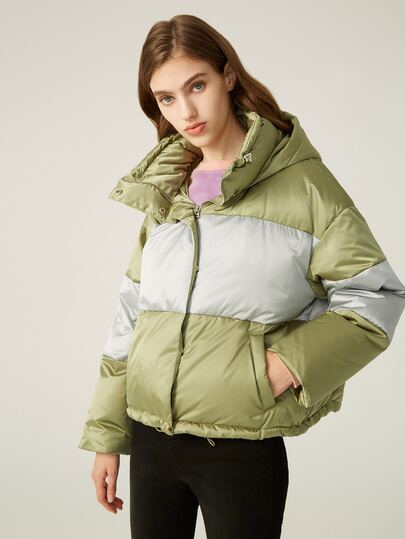 MOTF PREMIUM 拼色連帽羽絨服