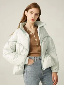 MOTF PREMIUM DRAWSTRING WAIST DOWN COAT - Mint Green - View 1