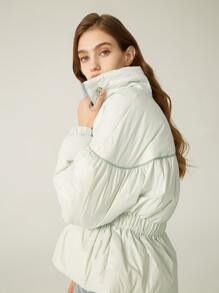 MOTF PREMIUM DRAWSTRING WAIST DOWN COAT - Mint Green - View 7