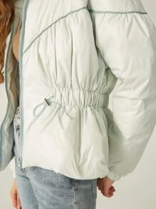 MOTF PREMIUM DRAWSTRING WAIST DOWN COAT - Mint Green - View 10