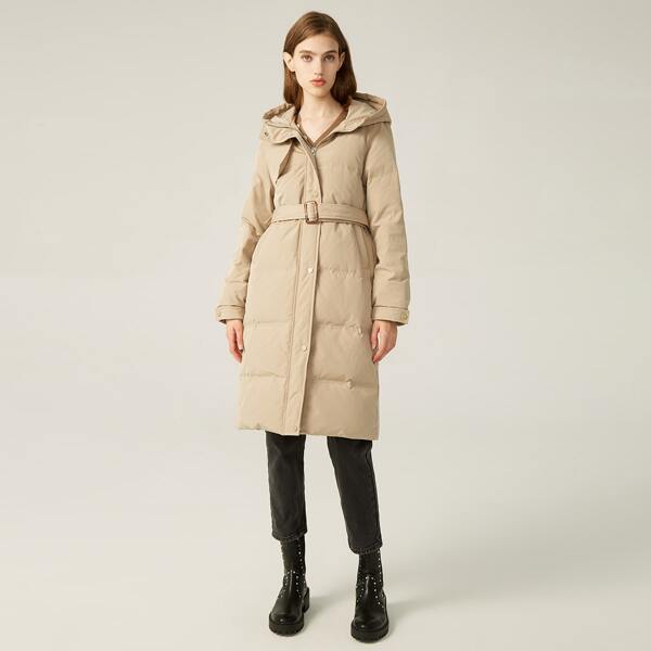 

BELTED LONGLINE DOWN COAT, Khaki