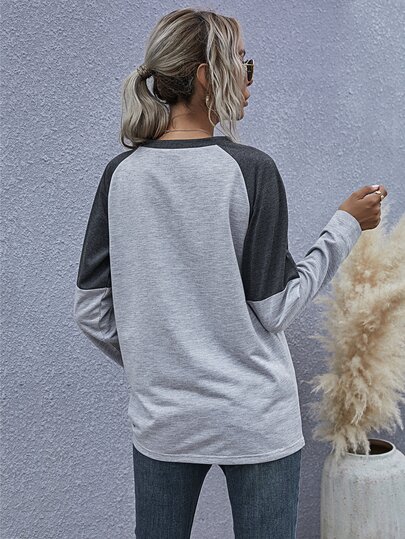 Contrast Panel Raglan Sleeve Sweatshirt