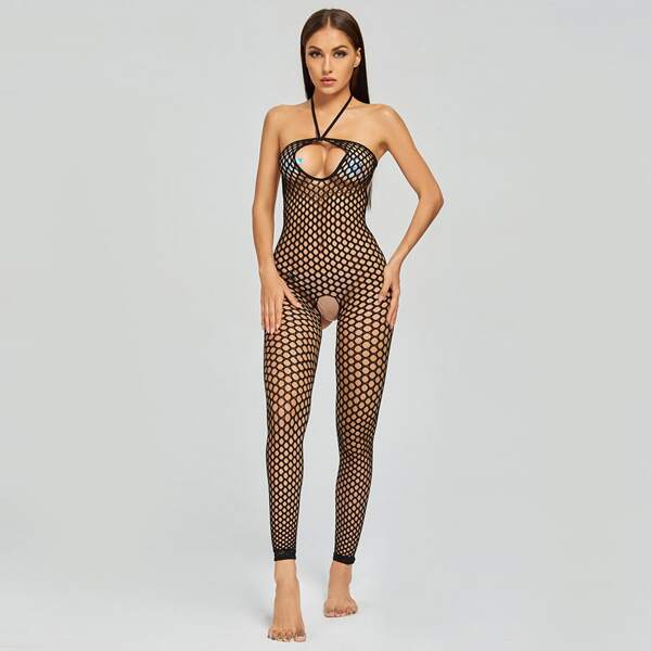 

Fishnet Cut-out Bodystocking, Black