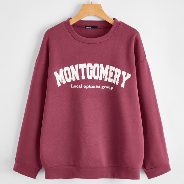 

Letter Graphic Drop Shoulder Sweatshirt, Rose red