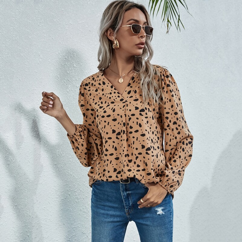 

Dalmatian Print Tunic Blouse, Khaki
