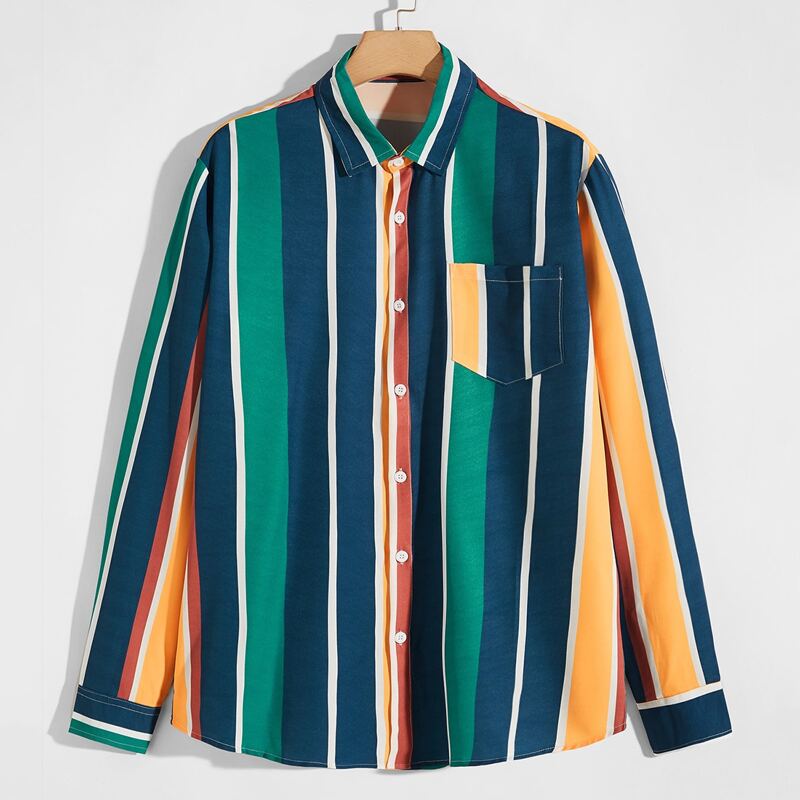 

Guys Pocket Front Striped Shirt, Multicolor