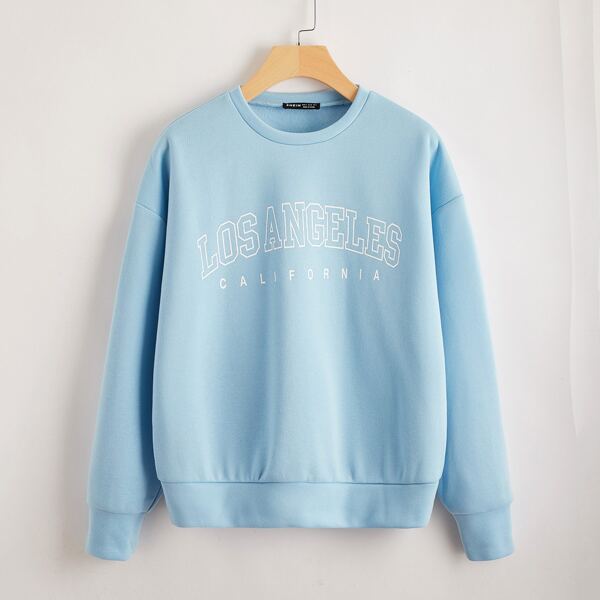 

Letter Graphic Drop Shoulder Sweatshirt, Pastel baby blue