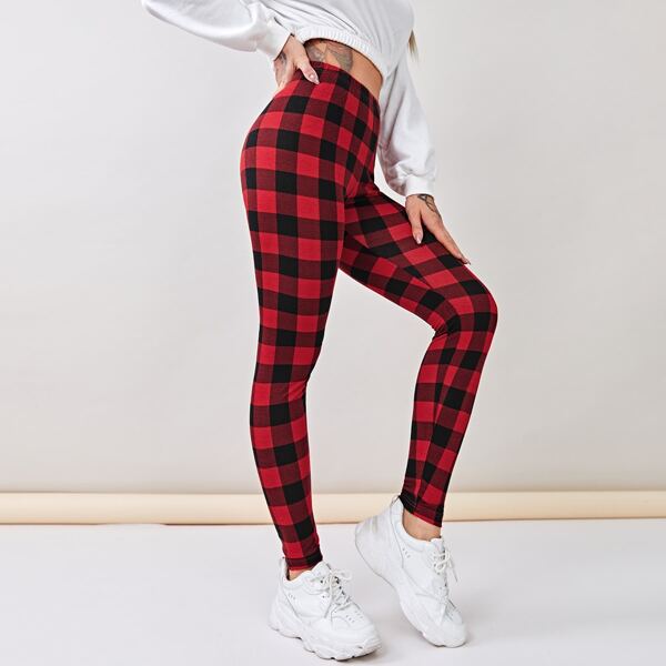 

Elastic Waist Gingham Leggings, Multicolor