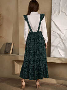 Mulvari Đầm Xù Chấm bi Thanh lịch - Màu xanh lá cây đậm - Xem 2