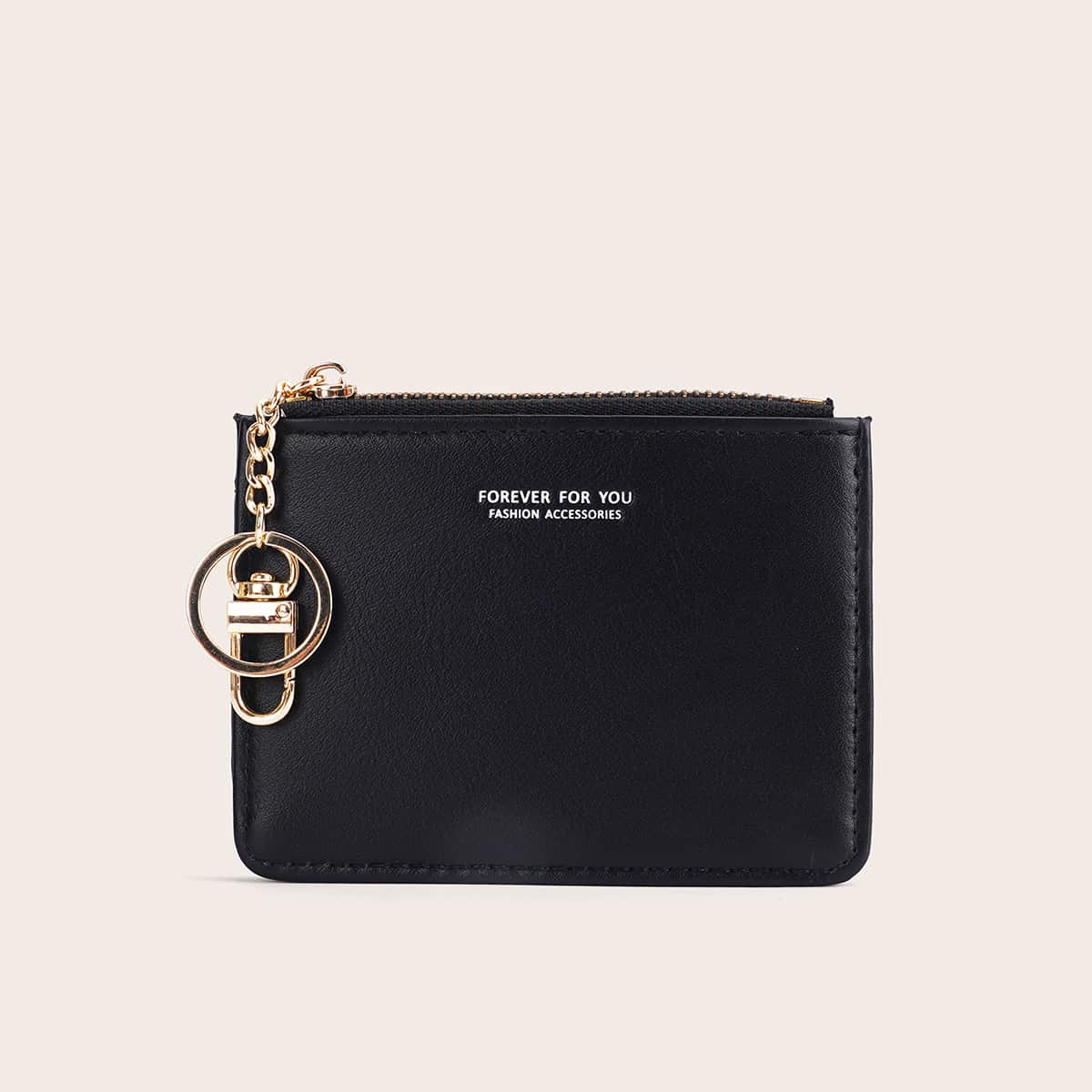 

Letter Zip Purse, Black