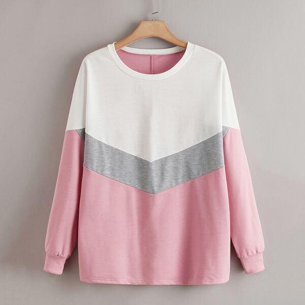 

Plus Colorblock Drop Shoulder Sweatshirt, Multicolor