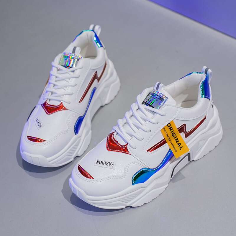 

Lace-up Gradient Chunky Sneakers, White