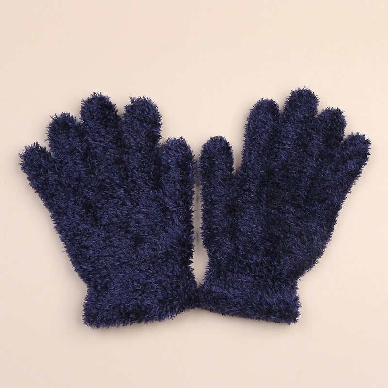 

Simple Fluffy Gloves, Navy blue