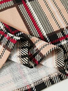 SHEIN EZwear 雙方形領格紋包臀連衣裙