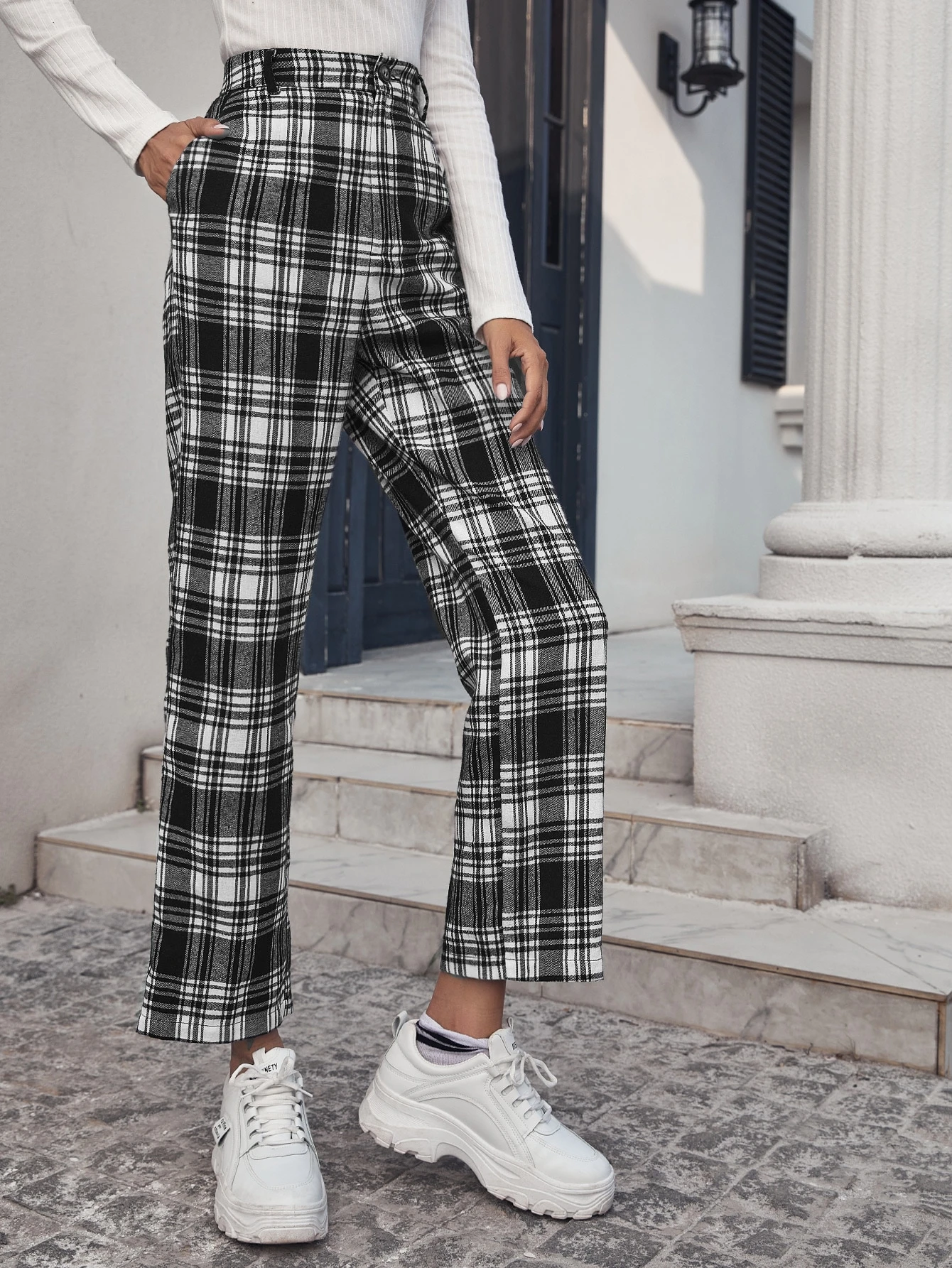 shein plaid pants