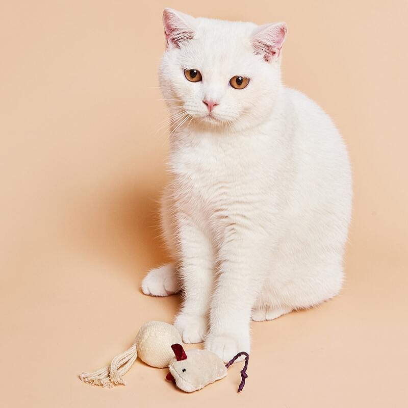 

2pcs Mouse Shaped Plush Cat Toy, Multicolor