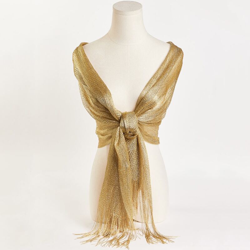 

Fringe Hem Scarf, Gold