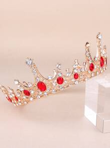 Đồ trang trí Rhinestone Thiết kế vương miện Phụ kiện tóc Hoàng gia - Đỏ - Xem 4