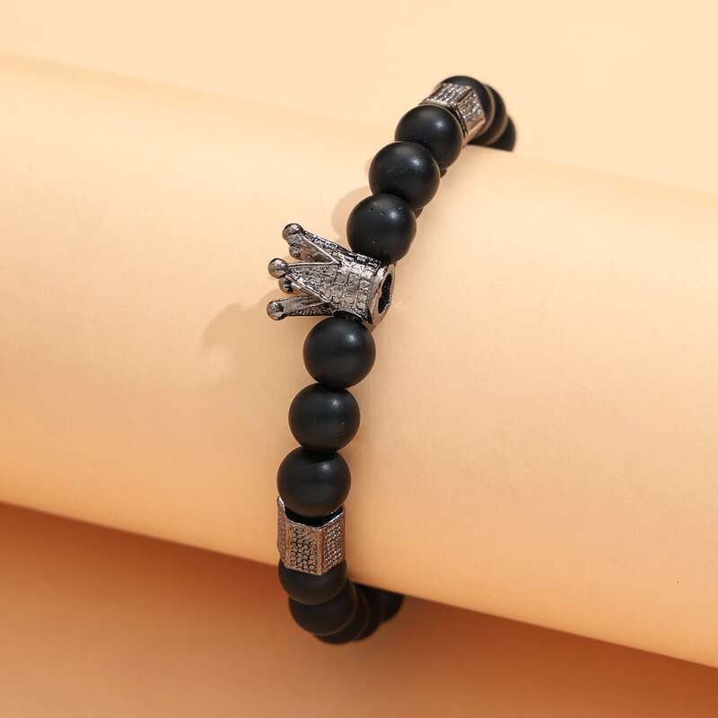 

Guys Crown Beaded Bracelet, Black