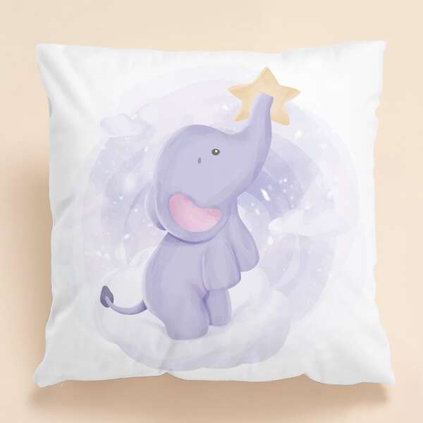 

Kids Elephant Print Cushion Cover Without Filler, Multicolor