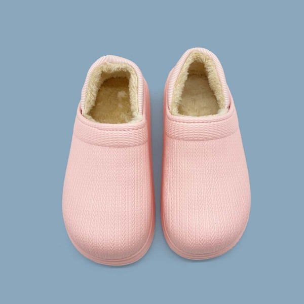

Minimalist Waterproof Slip On Fluffy Slippers, Pink