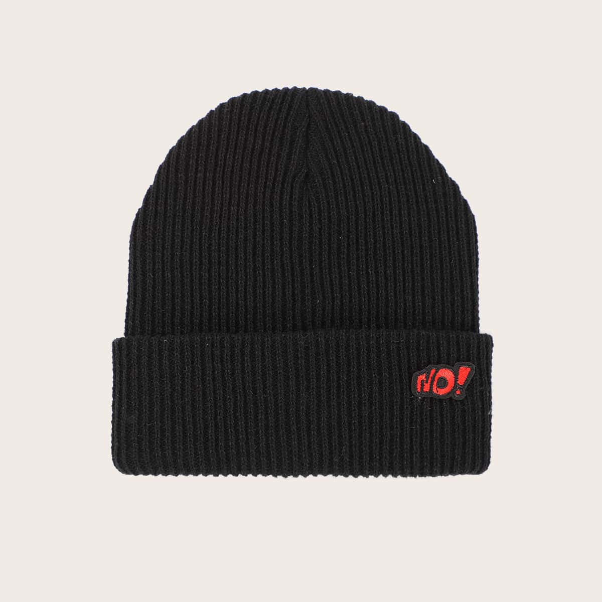 

Letter Patched Beanie, Black