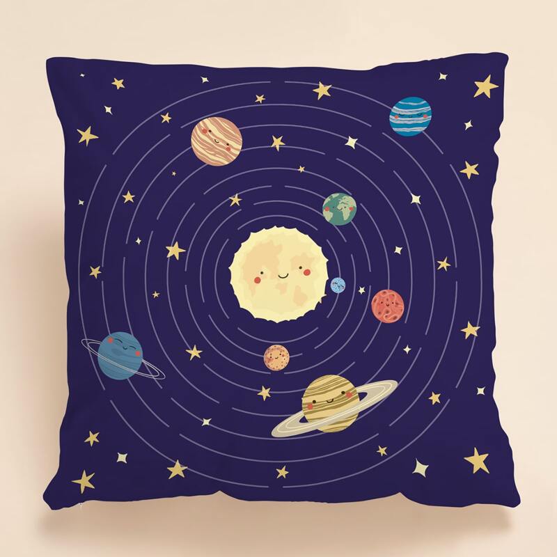 

Kids Planet Print Cushion Cover Without Filler, Multicolor