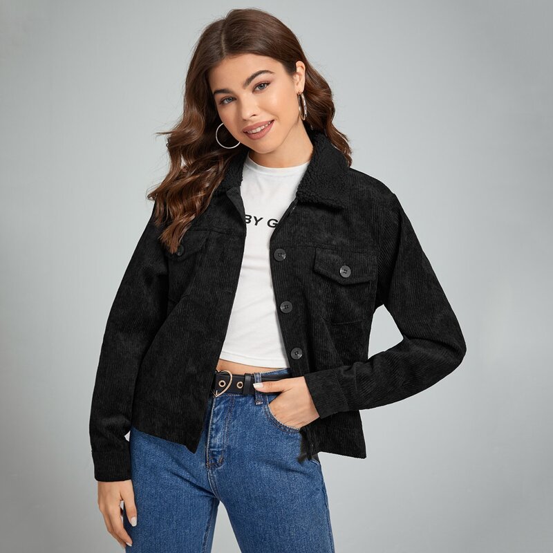 

Corduroy Solid Jacket, Black
