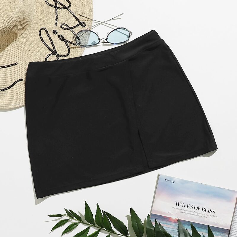 

Solid Split Bikini Bottom, Black