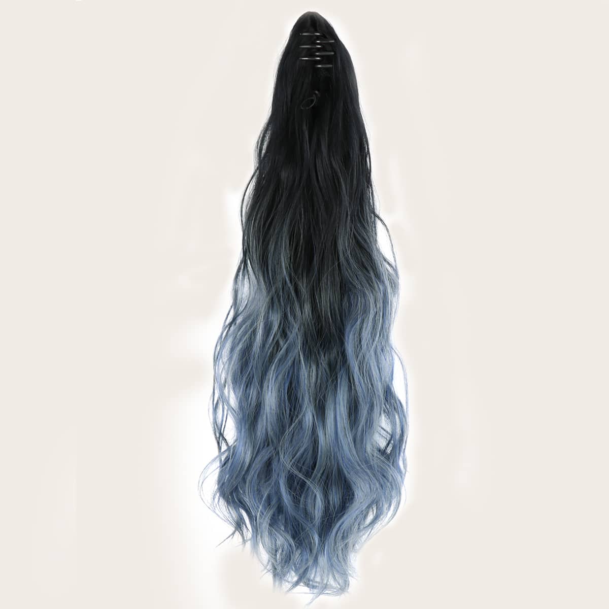 

Two Tone Long Curly Ponytail Hair Extension, Baby blue