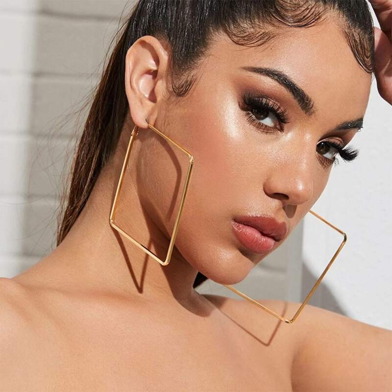 

Oversized Geo Hoop Earrings, Gold