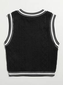 Muchica Top tank tejido ribete de rayas - Negro - Ver 2
