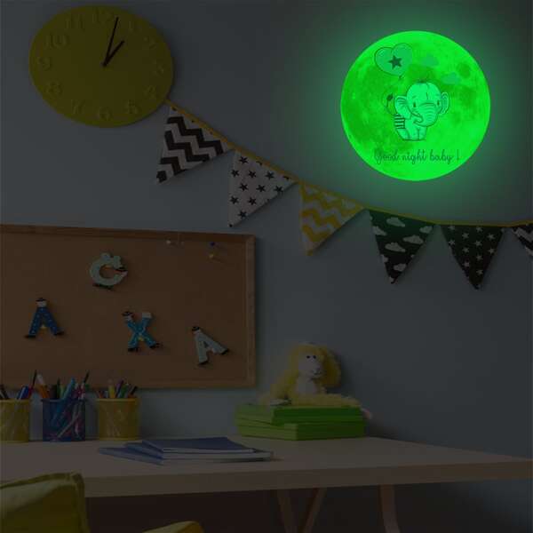 

Kids Cartoon Elephant Luminous Wall Sticker, Multicolor