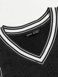 Muchica Top tank tejido ribete de rayas - Negro - Ver 4