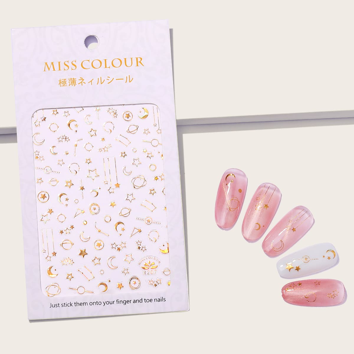 

1sheet Star & Moon Pattern Nail Art Sticker, Gold