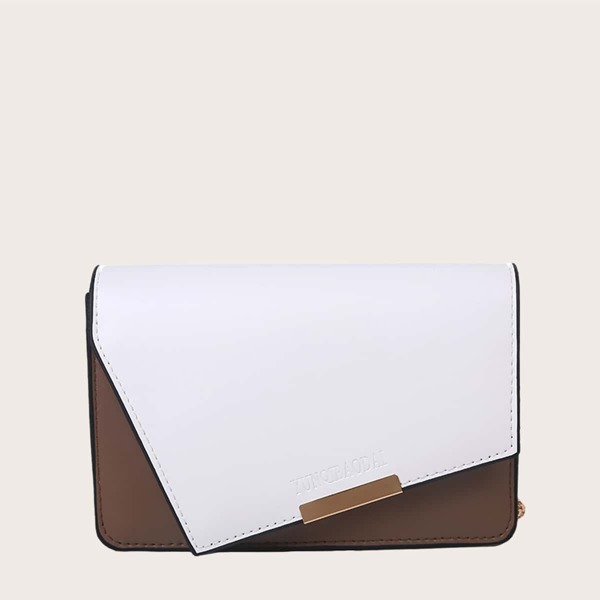 

Two Tone Asymmetrical Chain Bag, Khaki