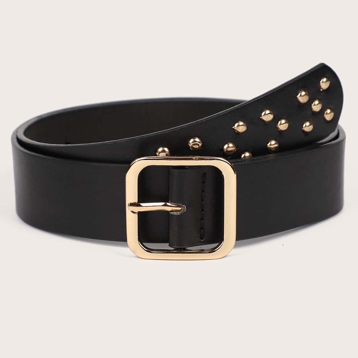 

Studded Buckle Belt, Black
