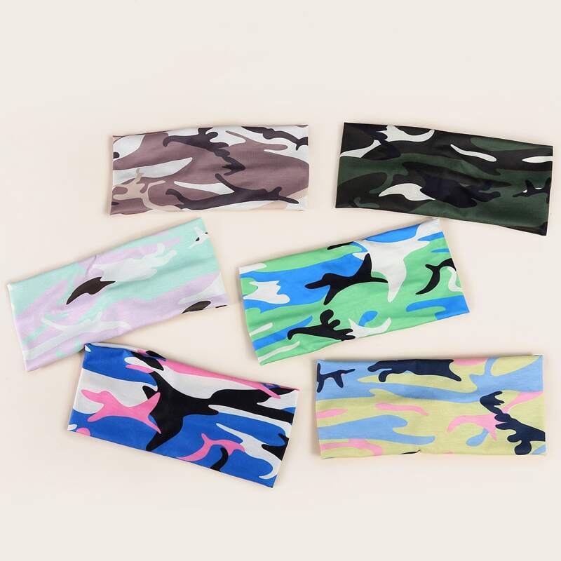 

6pcs Camo Pattern Headband, Multicolor