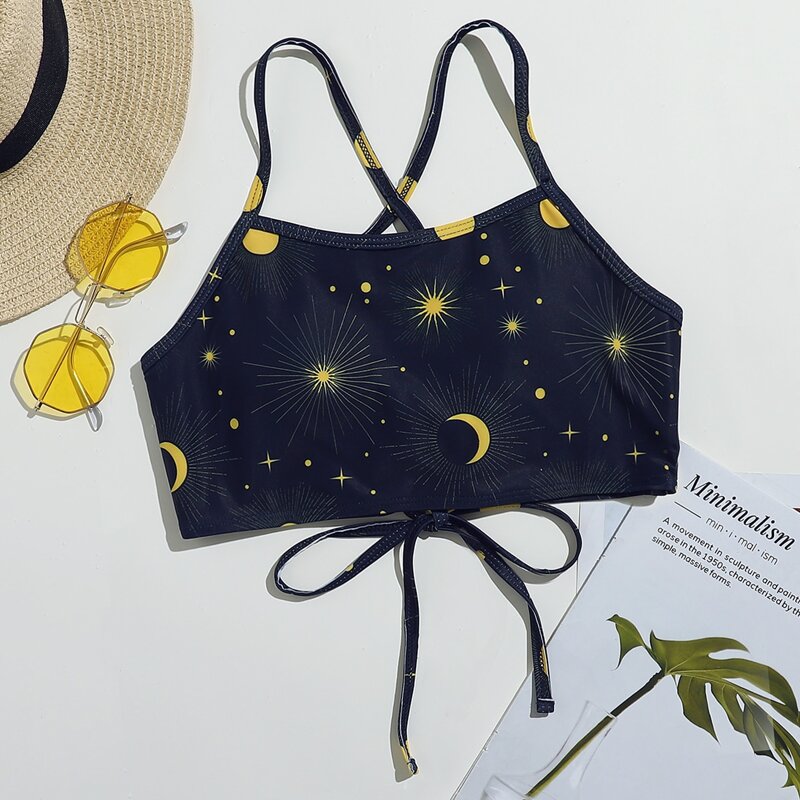 

Galaxy Print Bikini Top, Navy blue