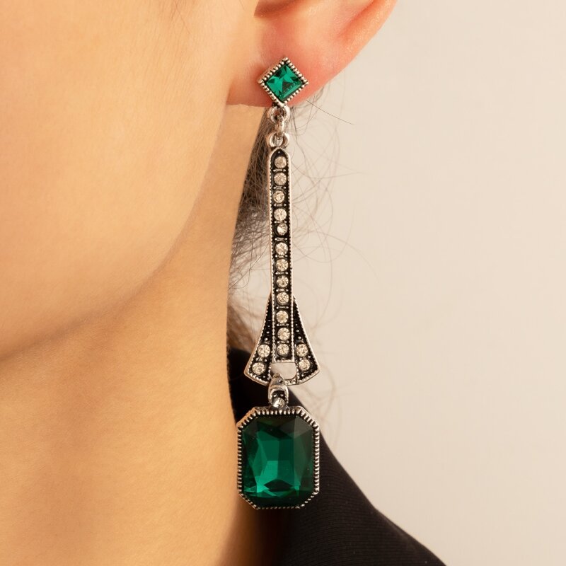

Christmas Gemstone Drop Earrings, Silver