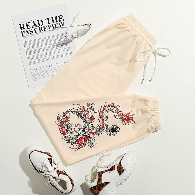 

Chinese Dragon Drawstring Sweatpants, Khaki