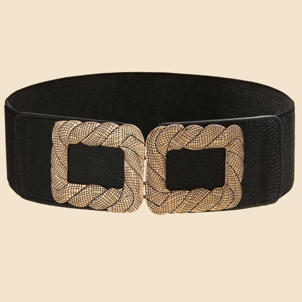 

Square Buckle Elastic Corset Belt, Black