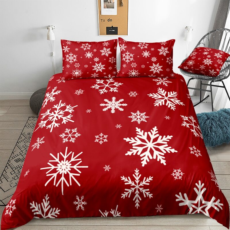 

Snowflake Print Bedding Set Without Filler, Red