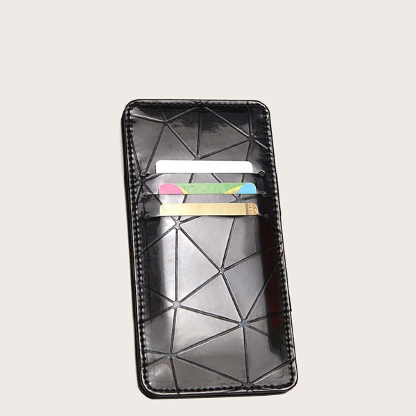 

Men Geometric Embossed Card Holder, Black